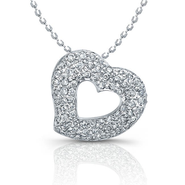 14kt White Gold Diamond Pave Floating Heart 1/4ct Total Weight