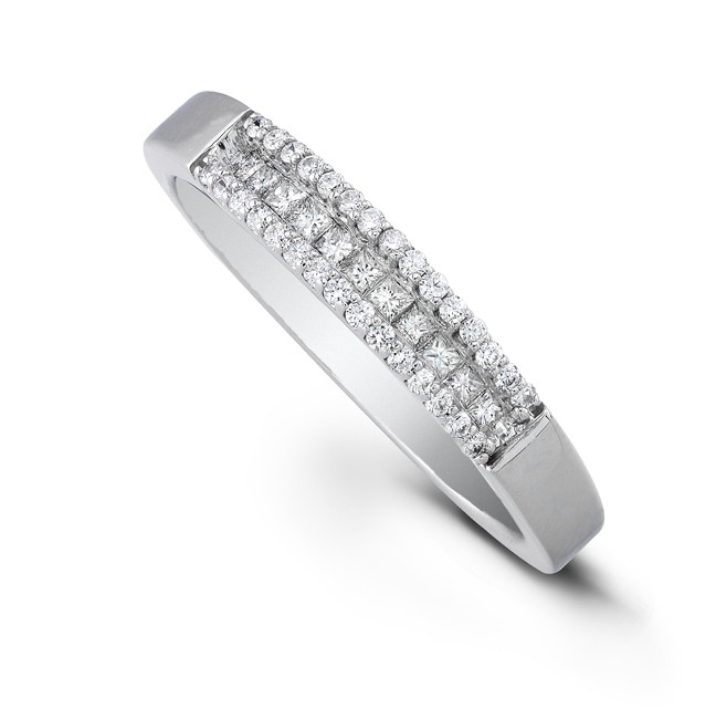 Princess Cut & Round Diamond Wedding Ring,