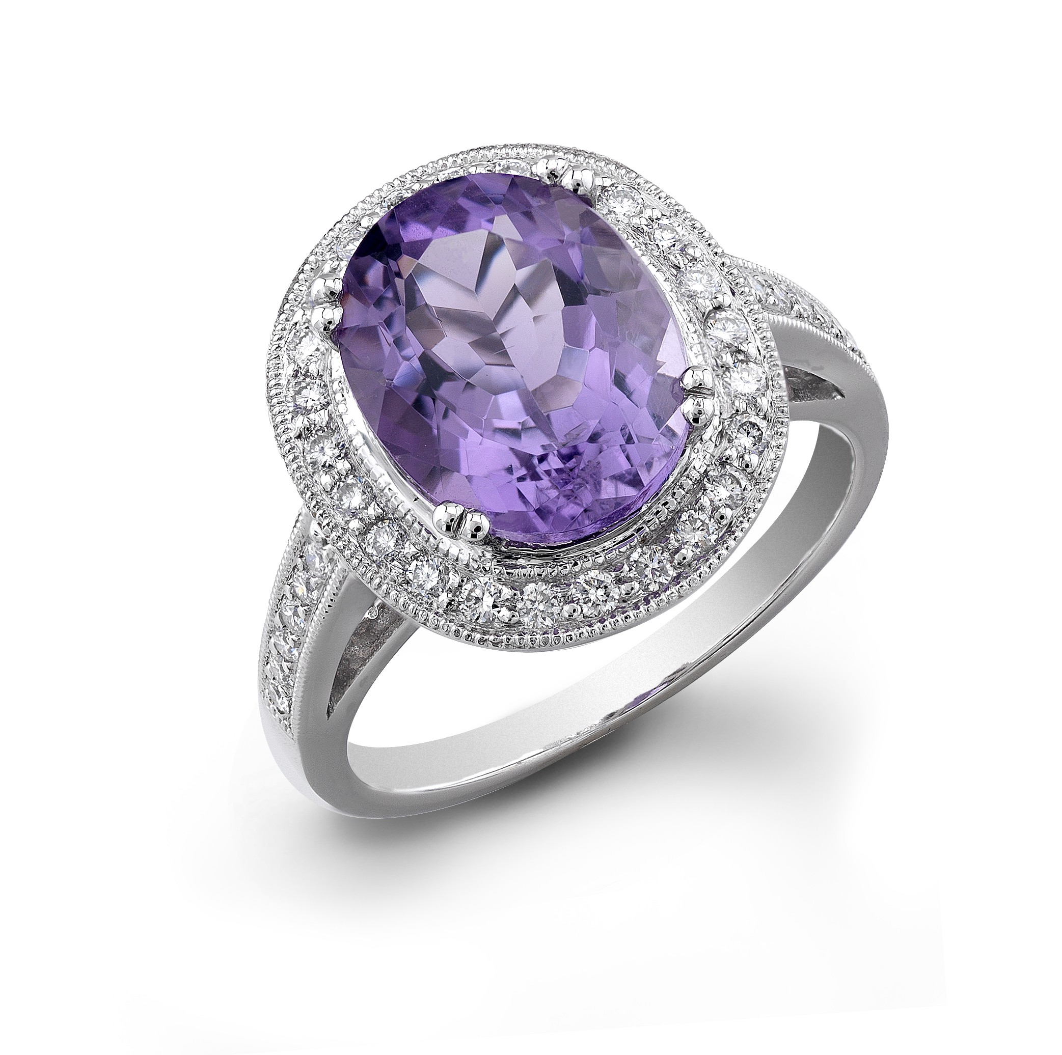 Amethyst Diamond Ring