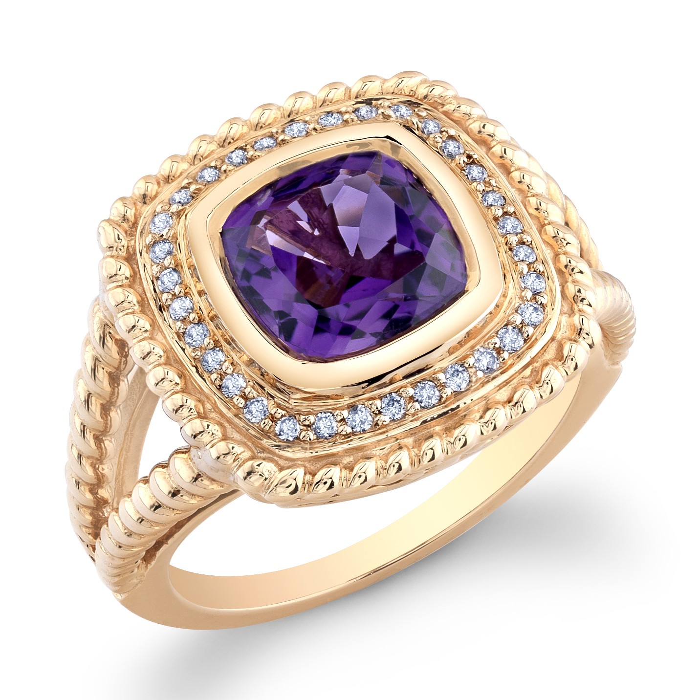 14kt Rose Amethyst And Diamond Ring