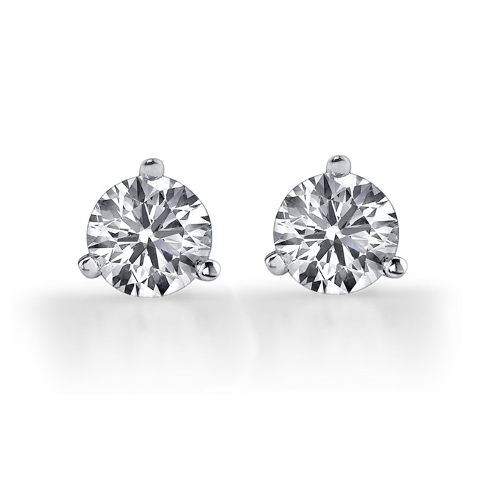 14k White Gold Diamond Martini Stud Earrings 1 1/4 ct Total Weight