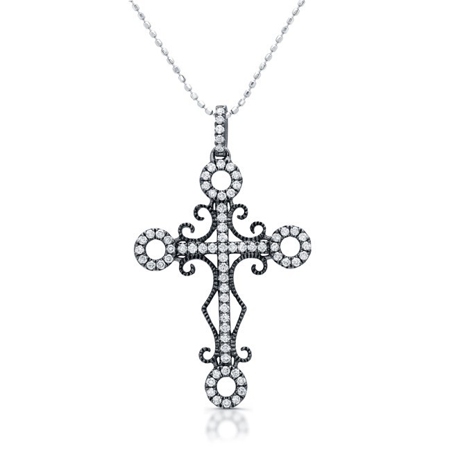Black Rhodium  Antique Diamond Cross