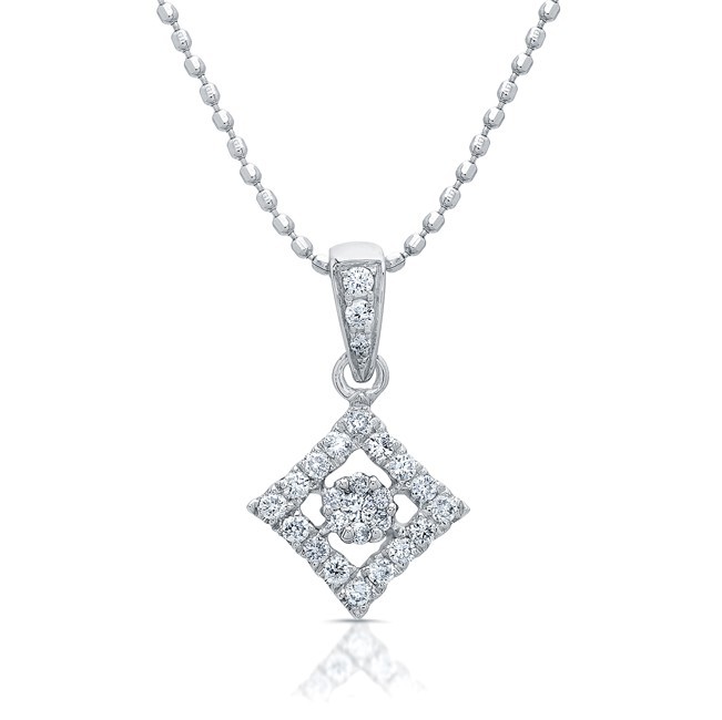14kt White Gold Diamond Cluster Pendant 1/6 Carat TW