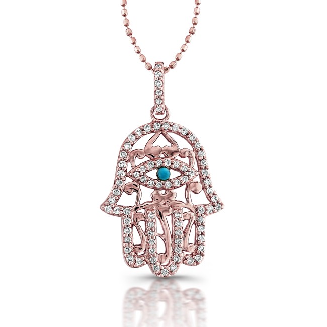 14K Rose Gold Hamsa Vintage Pendant