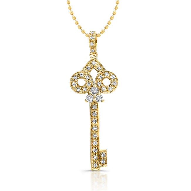 14K Yellow Diamond Key Pendant 1/5 CT