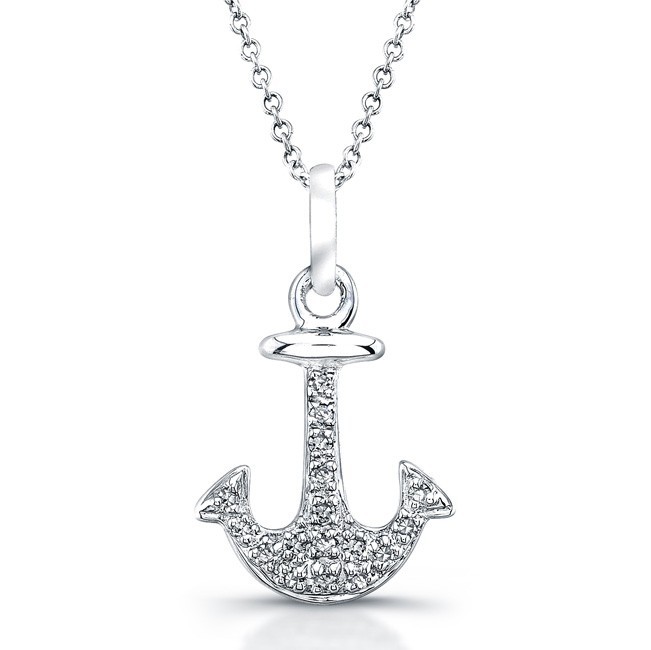 14k white gold diamond anchor pendant  675 00 this nautical 14k white ...