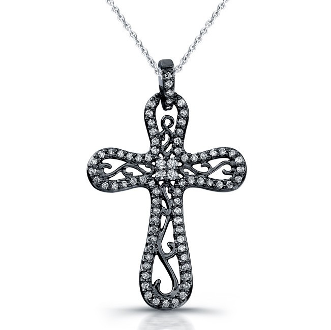Black Gold Diamond Vintage Cross Pendant