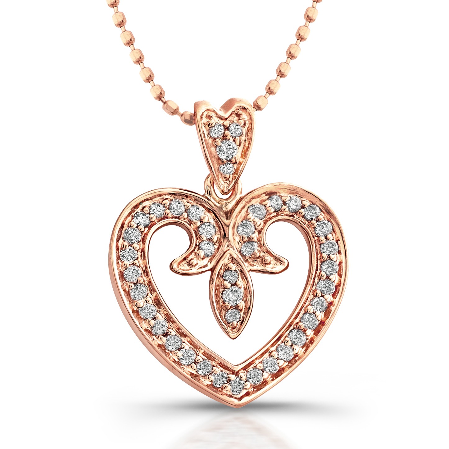 14kt Rose Gold Vintage Diamond Pave Heart 1/4ct Total Weight