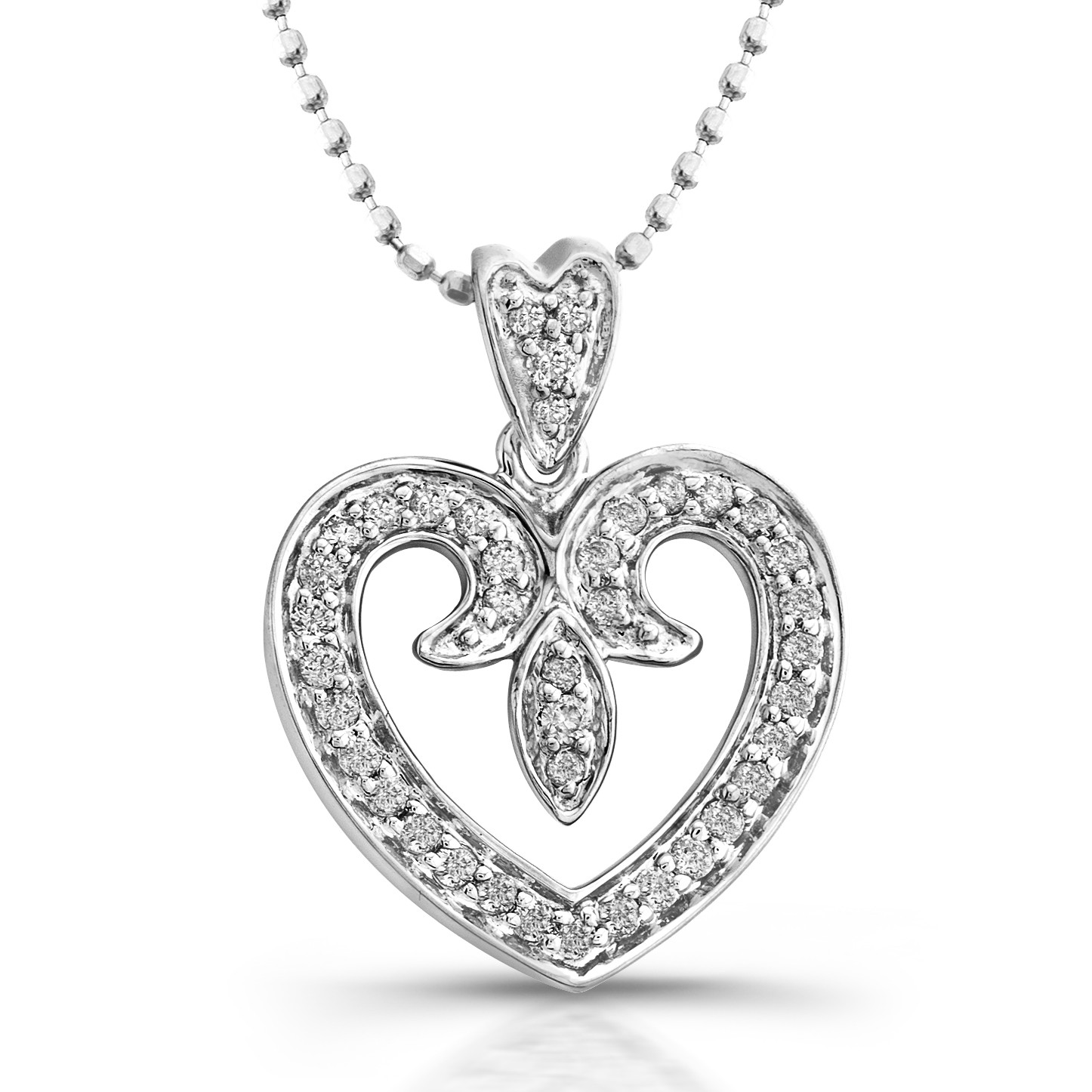 14kt White Gold Vintage Diamond Pave Heart