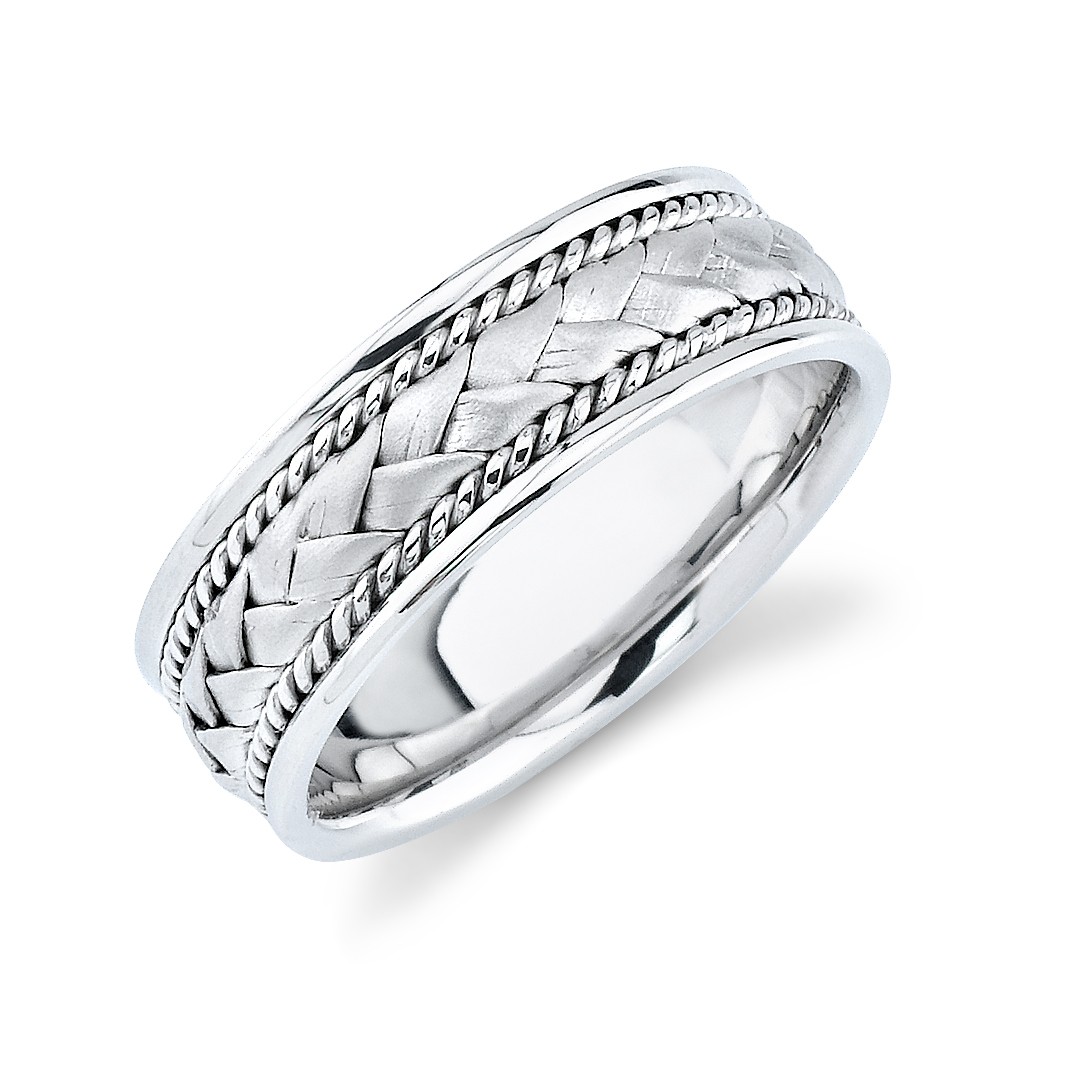 Mens Wedding Band With Hand Made TRIM