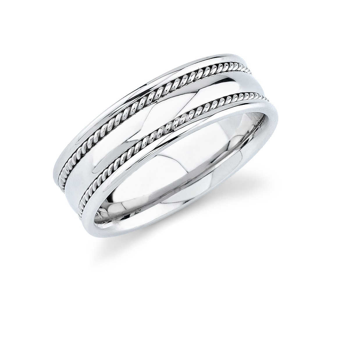 Mens Wedding Band With Rope Trim