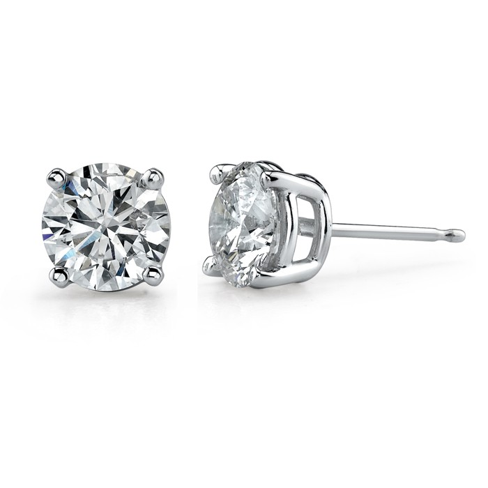 14k White Gold 4 Prong Classic Brilliant Stud Earrings 5/8ct Total Weight