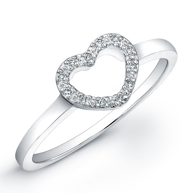 Sterling Silver Diamond Heart Ring
