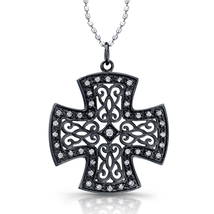 Diamond Vintage Design Cross With Black Rhodium