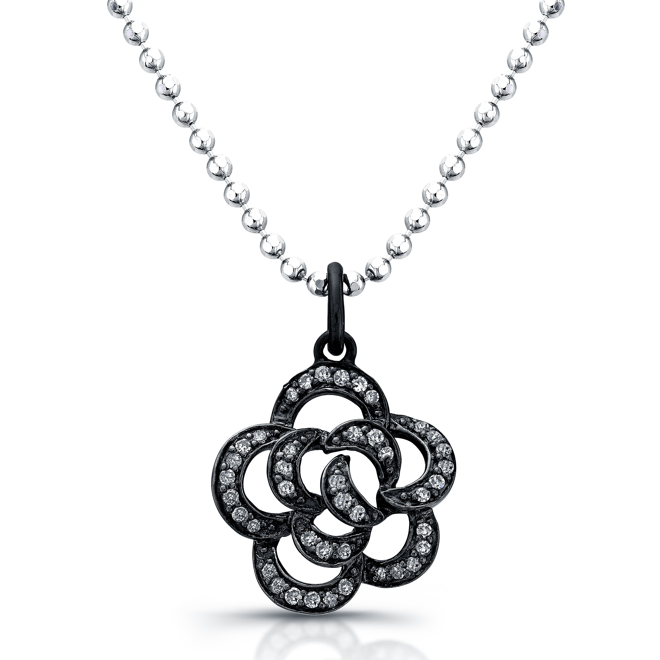 Rose Flower Diamond Pendant-Black Rhodium