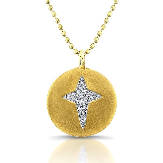  Diamond Disc Cross Pendant -Silver Gold Plated