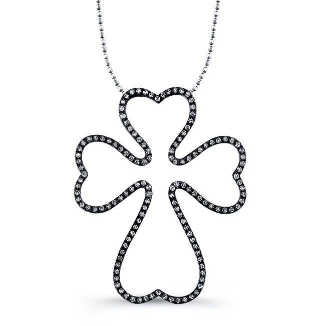 Sterling Silver Diamond Heart Cross Necklace
