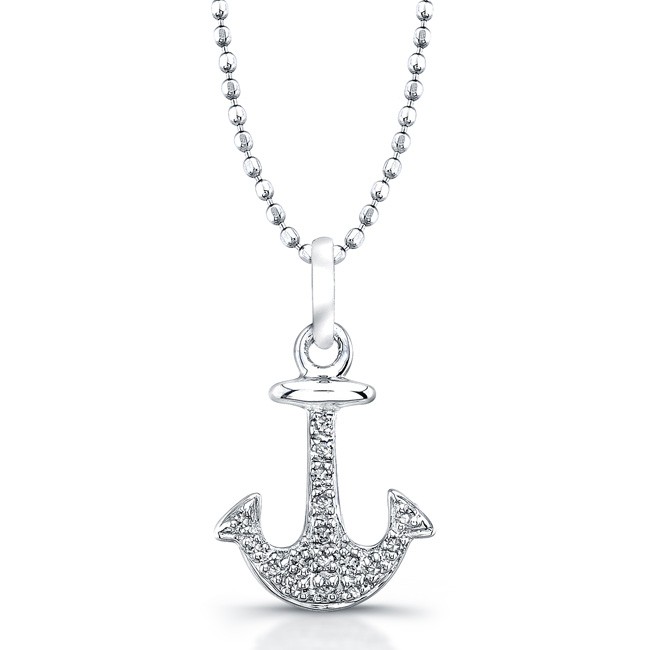 Sterling Silver Diamond Anchor Pendant