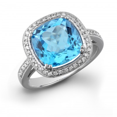 Blue Topaz Diamond Ring