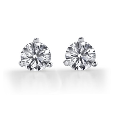 14k White Gold Diamond Stud Earrings 3/4 ct Total Weight