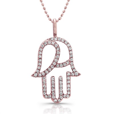 Rose Gold Diamond Hamsa Necklace