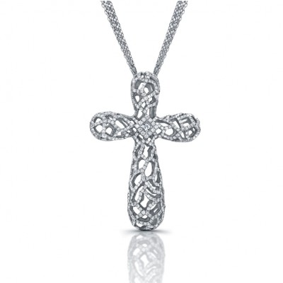 Diamond Cross Woven Filigree Design Pendant