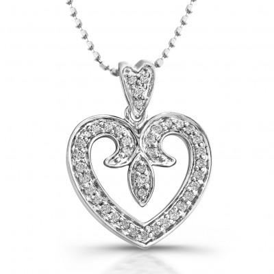 14kt White Gold Vintage Diamond Pave Heart