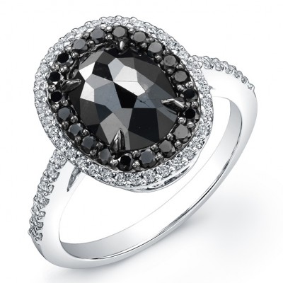  Oval 1 1/4ct Black Diamond Ring
