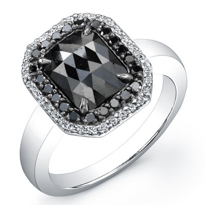 1.50ct Cushion Black Diamond Ring