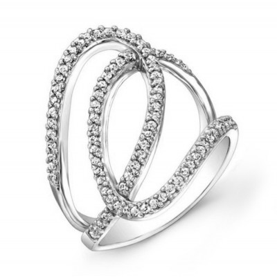 Modern White Gold Diamond Swril Ring