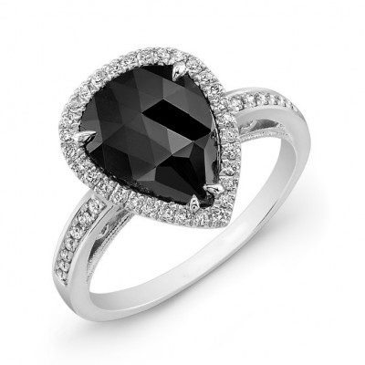 Pear Shape Black Diamond Ring 26176-w 