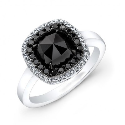 1 1/4  Cushion Black Diamond Ring