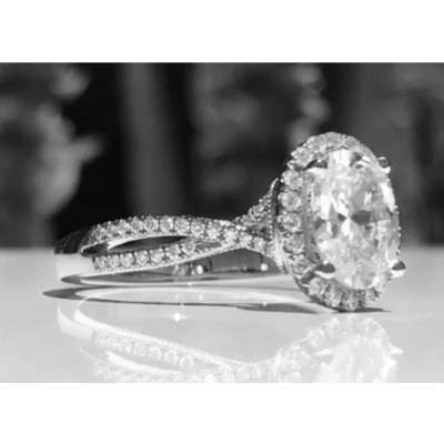 .90 Carat Oval Halo Twisted Shank Engagement Ring