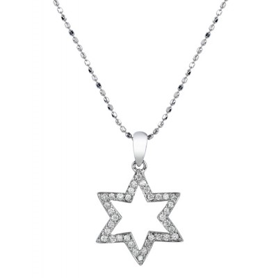 1/5 CT Diamond Star Of David 14kt Gold Necklace