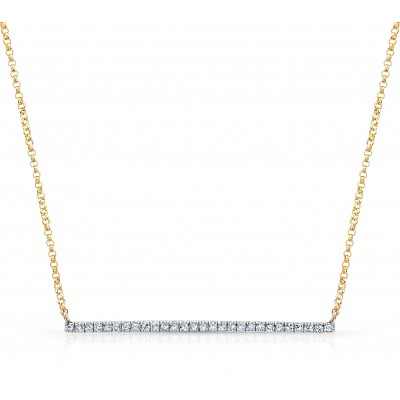 Yellow Gold Diamond Bar Necklace