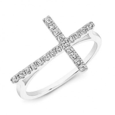 Sideways Cross Ring-White Gold