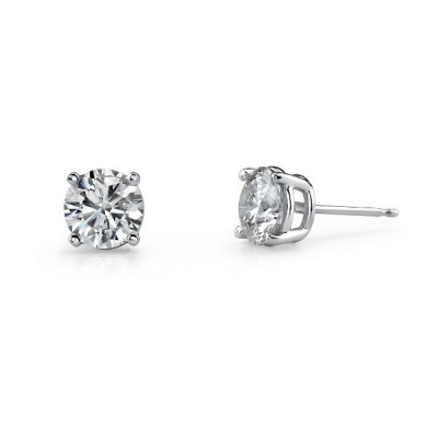 14K White Gold 4 Prong Classic Brilliant Stud Earrings 1/10 ct