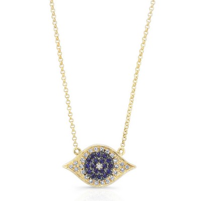 Yellow Gold Black Diamond Evil Eye Necklace
