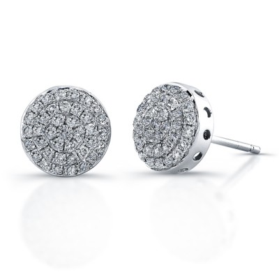 14k White Gold Micro Pave Diamond Circle Earrings