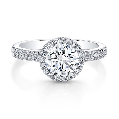 18K White Gold White Diamond Halo Engagement Ring