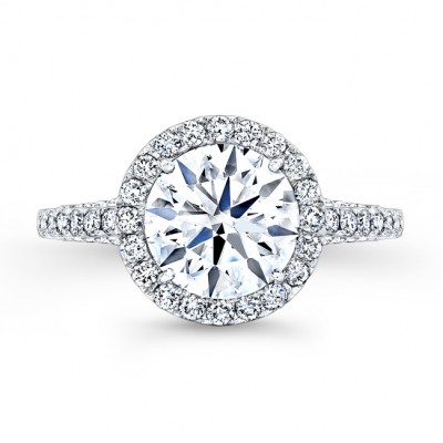 18K White Gold Diamond Scrollwork Diamond Halo Engagement Ring