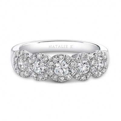 18K White Gold Five Diamond Diamond Halo Band