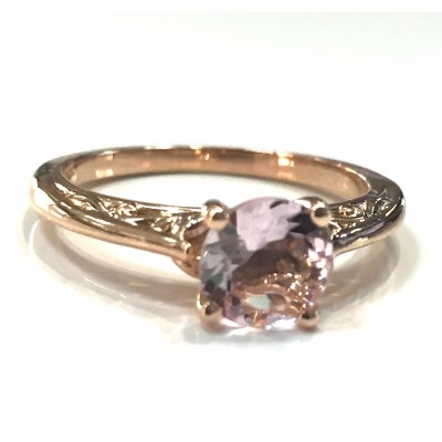  Rose Gold Round Shape  Morganite Vintage Engagement Ring