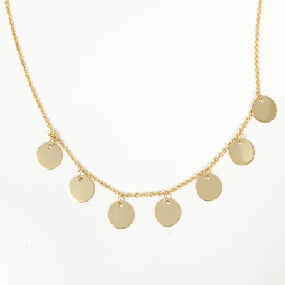14K Yellow Gold 7 disc necklace