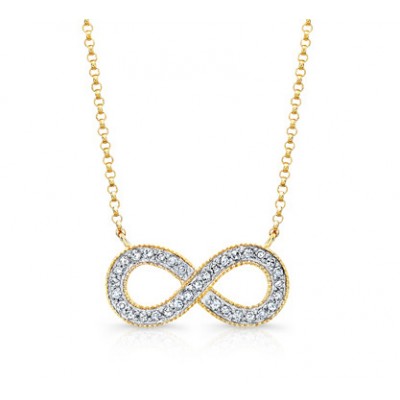 Yellow Gold Diamond Infinity Necklace