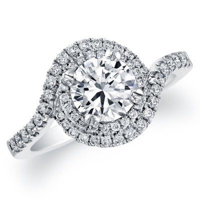 Delicate Swirl Diamond Engagement Ring 
