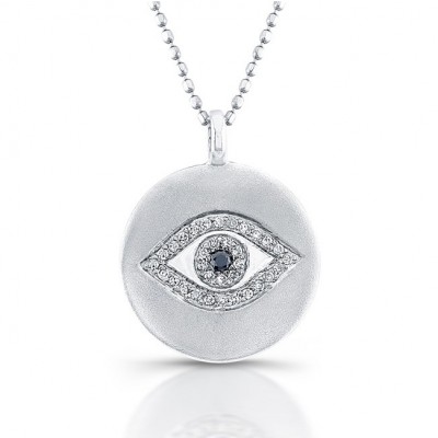Silver Diamond Evil Eye Pendant