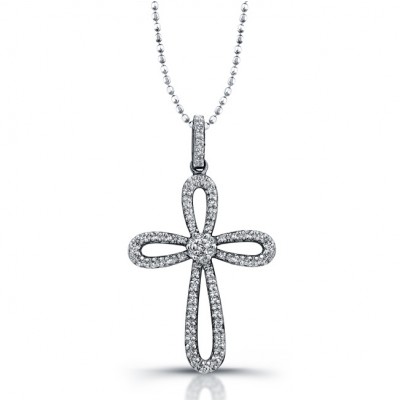 Silver Diamond Infinity Cross Pendant 