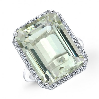 15 Carat Emerald Cut Green Amethyst Ring