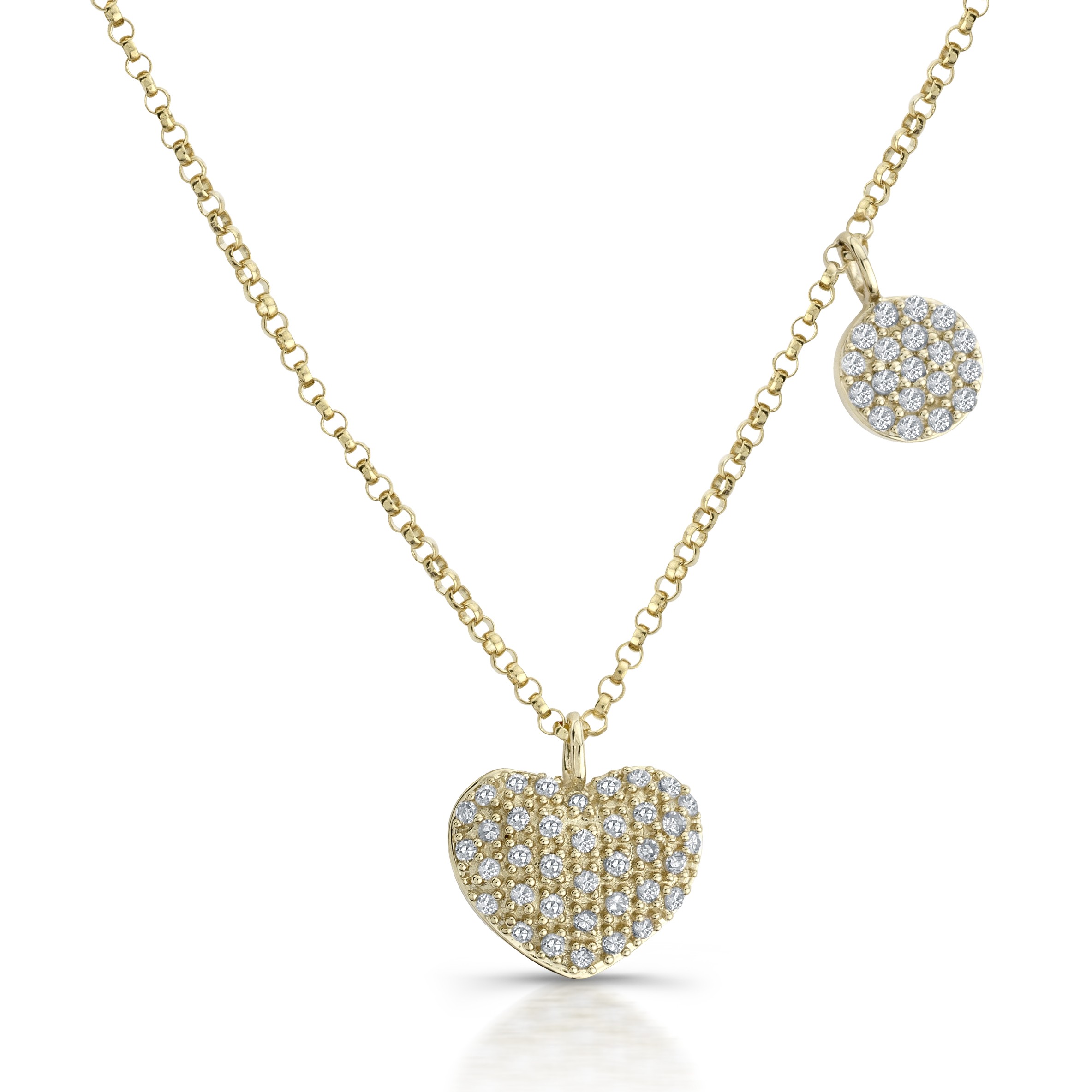 14k Yellow Gold Diamond Heart Necklace
